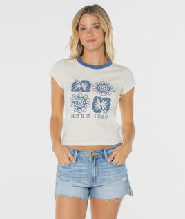 Roxy Roxy Hibiscus Swirl 90'S Baby Tee (Cloud Dancer)