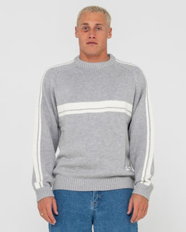 Rusty White Lines Knitted Crew