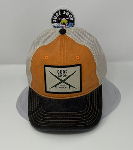 Surf Shop ORANGE Crossed Board Trucker Hat